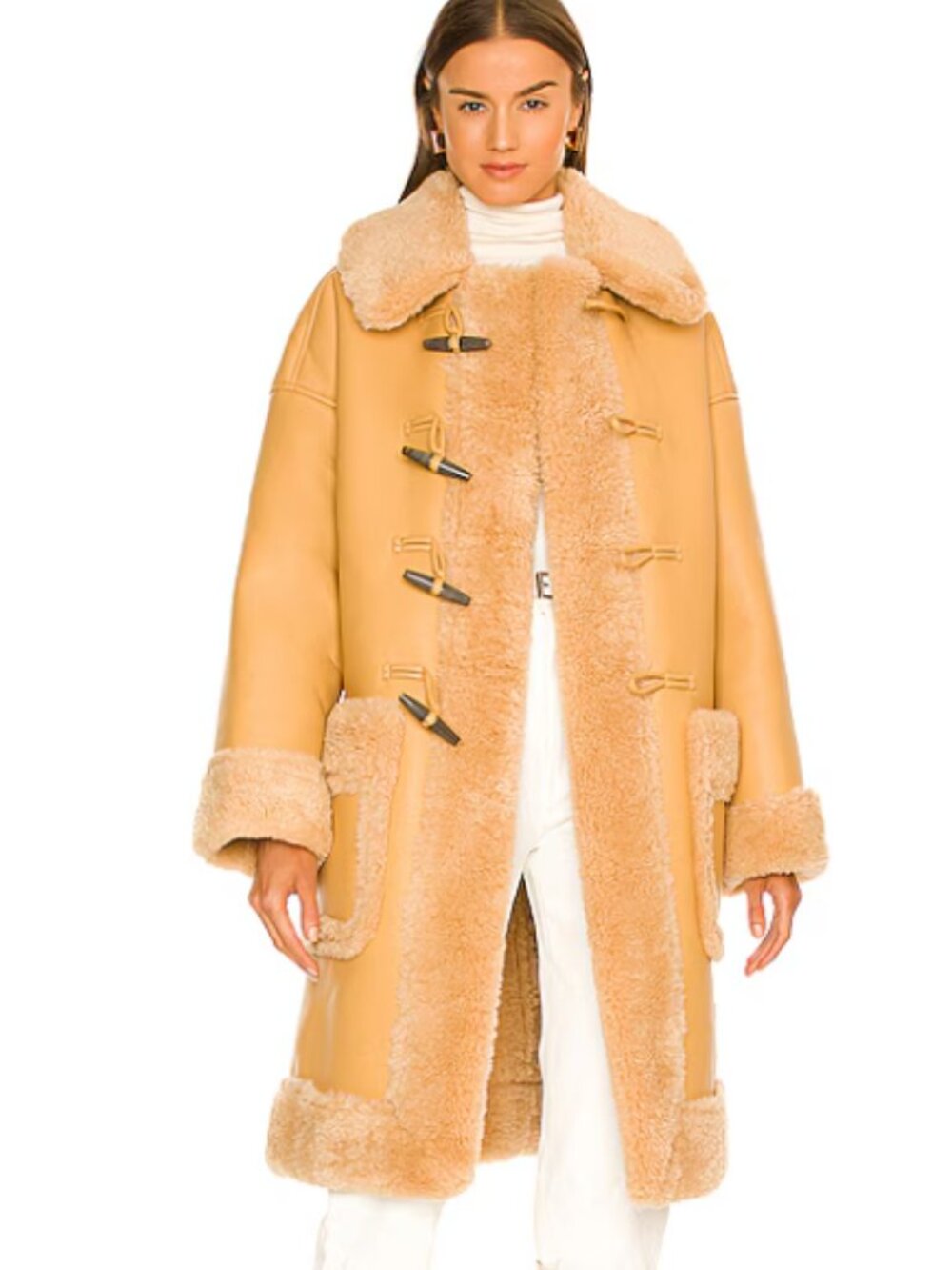 New A.L.C. Tan Faux Fur Toggle Coat Size XS